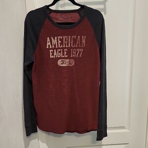 American Eagle Outfitters Red and Black Long Sleeve Tee
